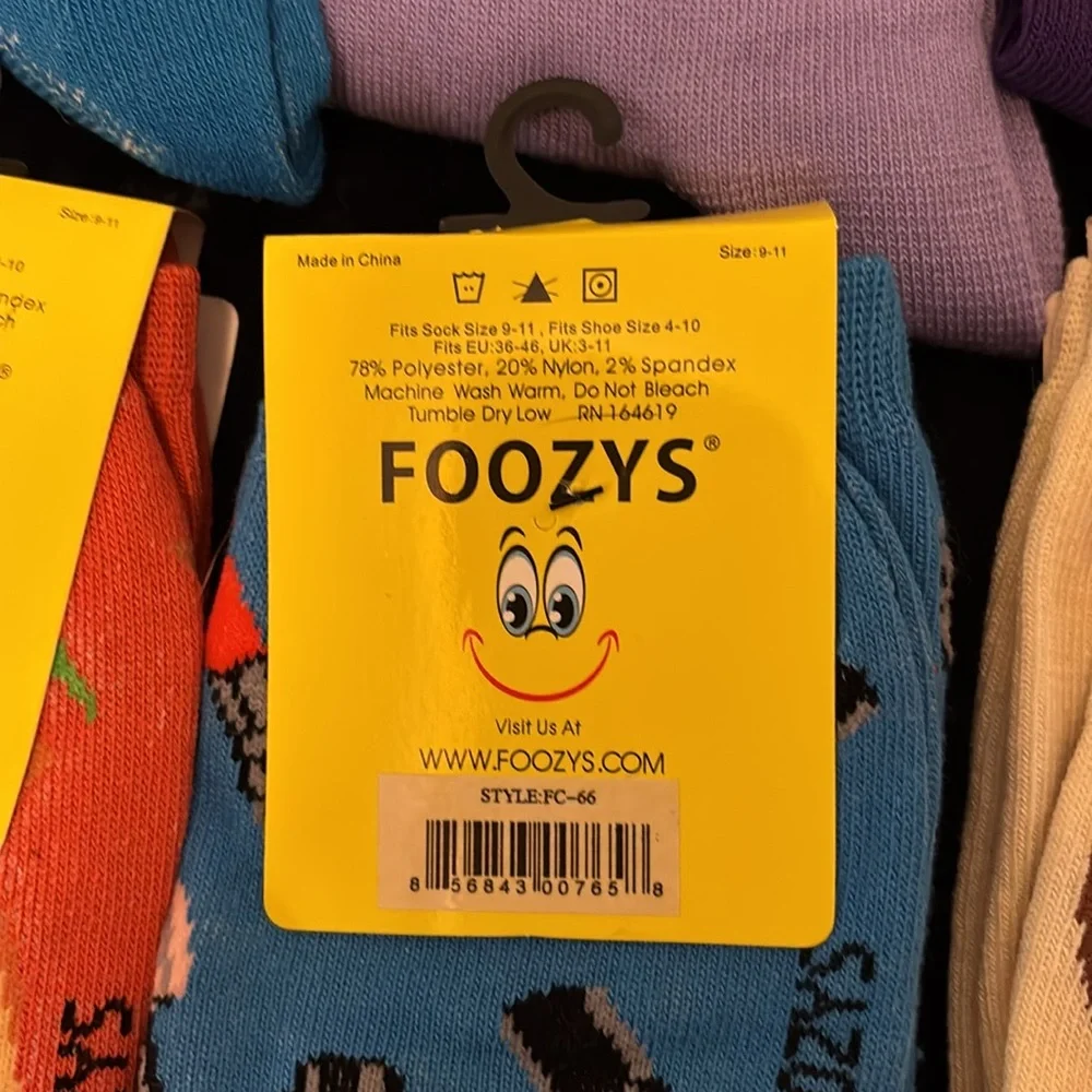 9 Pairs of Foozys Funny Socks size 9-11